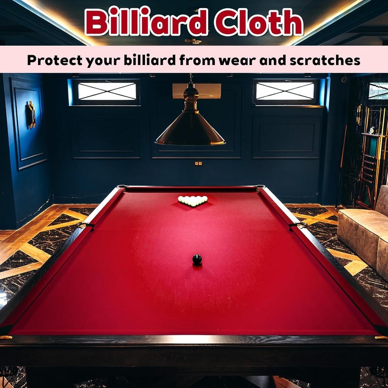 Zelphvt Pool Table Felt 8.5ft Red Billiard Cloth with 6 Cloth Strips for Bars Clubs Hotels Billiard Table - Image 4